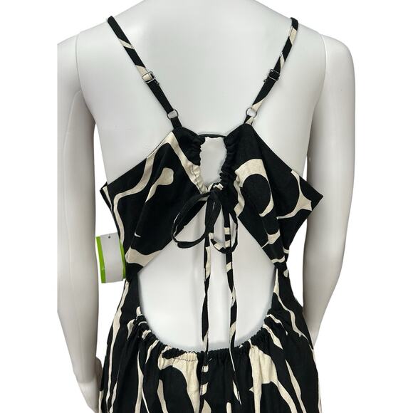 NWT Sam Edelman Sz Medium Merisa Printed Open-Back A-Line Linen Dress Midi NEW - Picture 7 of 16